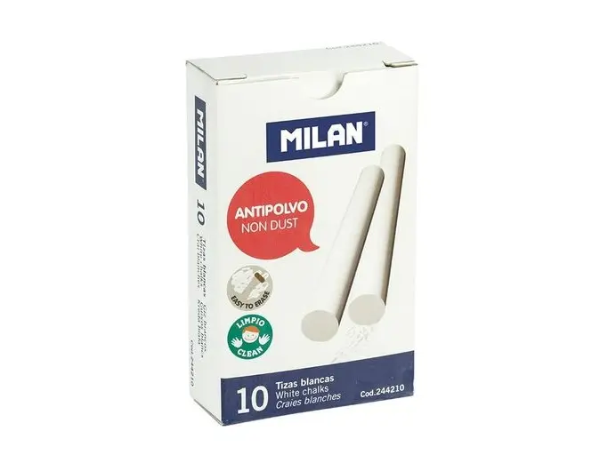 Milan tavlekridt anti-dust hvid (10 stk)
