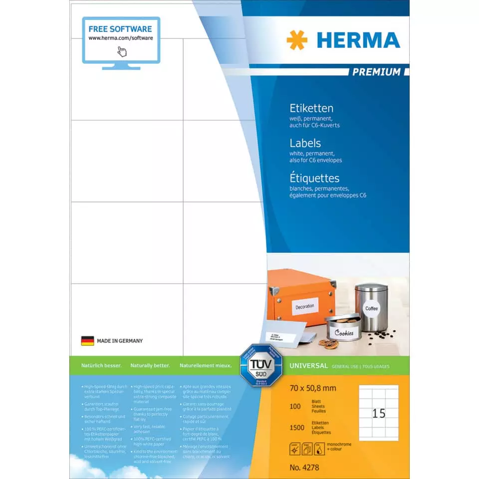 Herma etiket Premium A4 100 70x37 (2400)