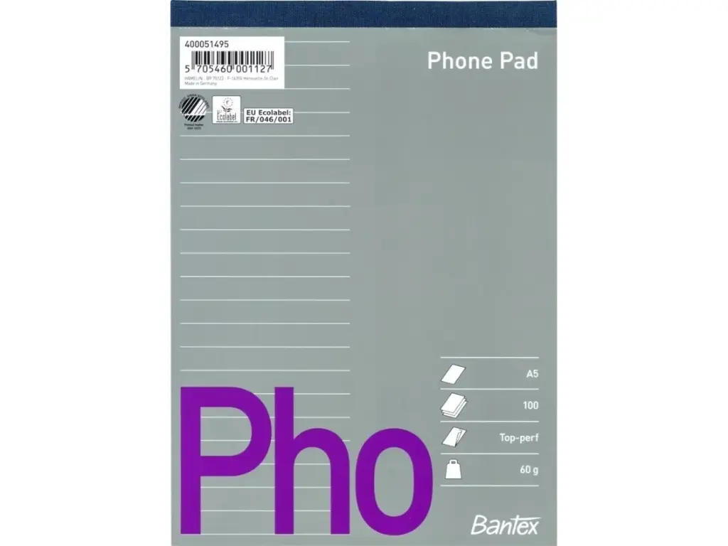 Telefonblok A5 linieret 60g stub m/perf. u/huller